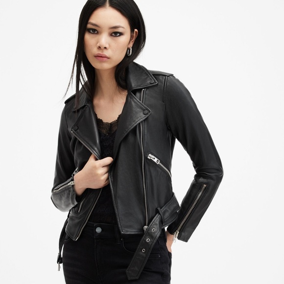 ALL SAINTS BALFERN LEATHER BIKER JACKET MOTO SIZE US 4 BUTTER SOFT - Picture 2 of 12